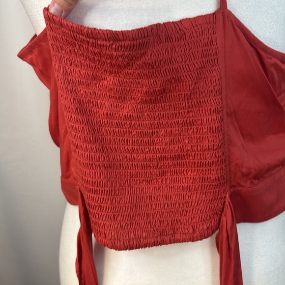 Express V-Neck Wrap Cropped Tank with Ruffled Spaghetti Straps- NWT- XL - Picture 7 of 12